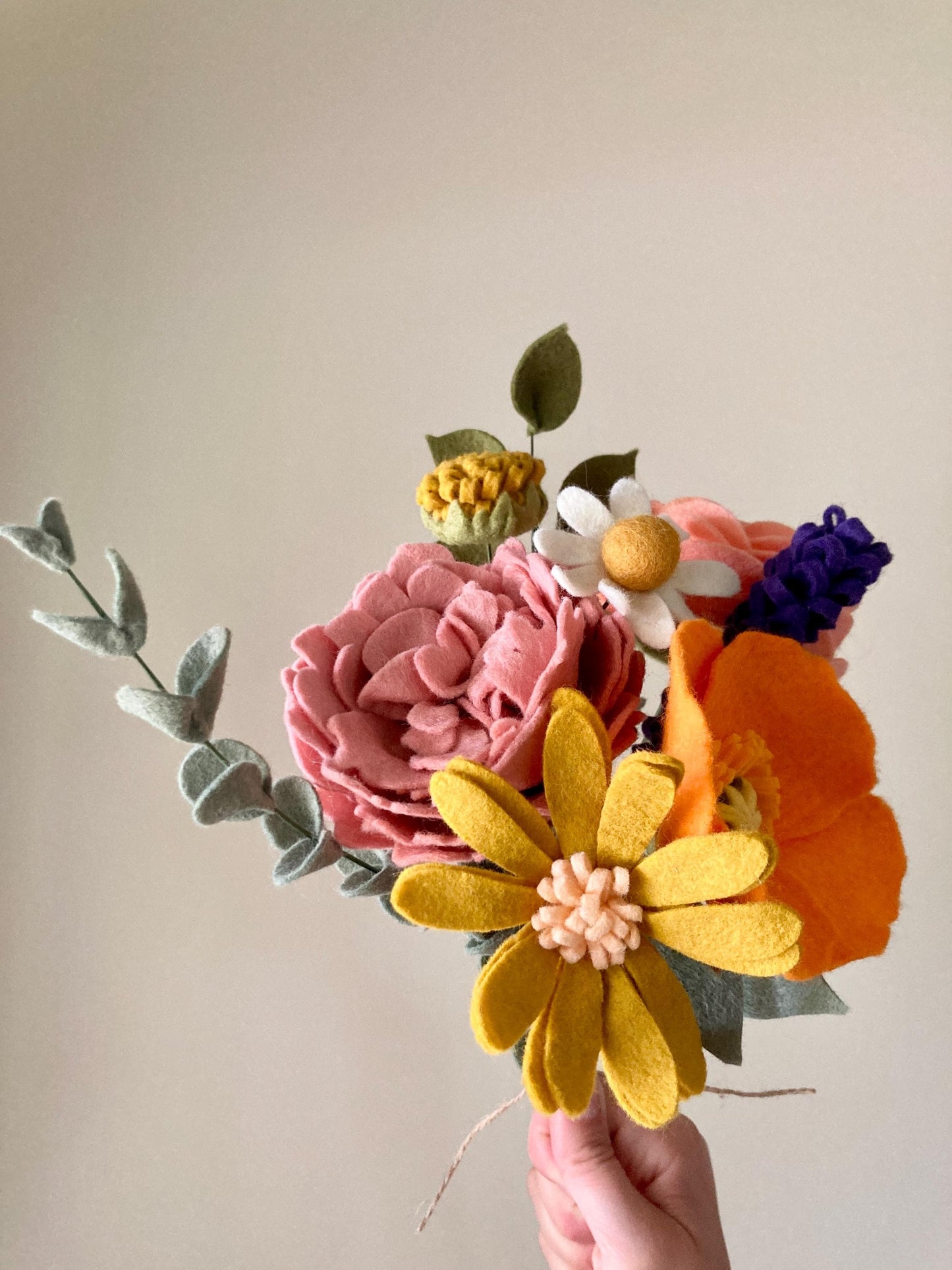 Felt Ranunculus and Peony Mixed Bouquet