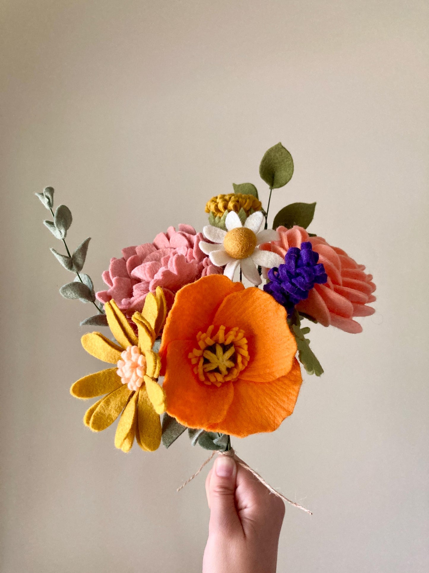 Felt Ranunculus and Peony Mixed Bouquet