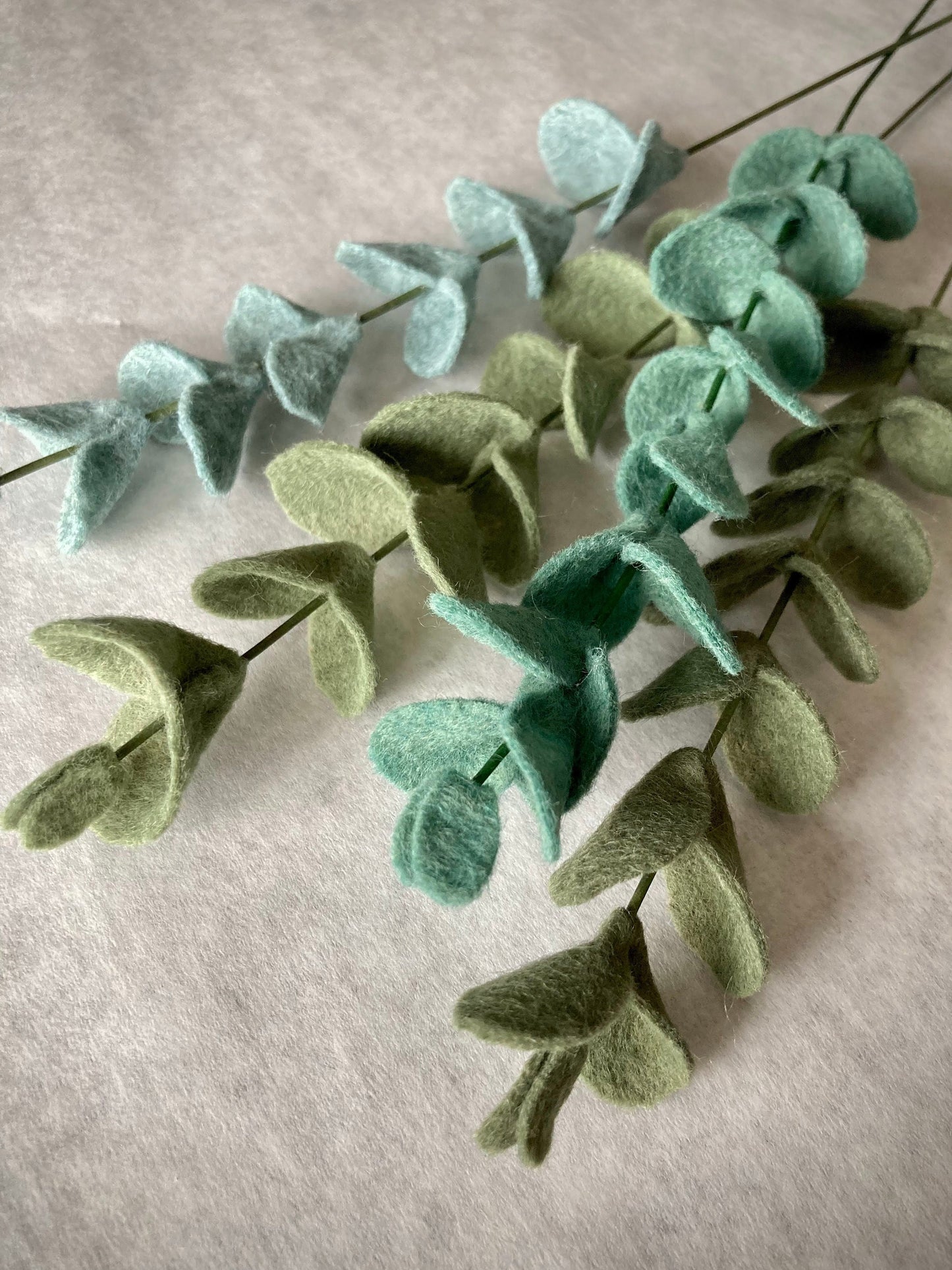 Felt Eucalyptus Stem: Wool Blend Bouquet Filler, Artificial Greenery