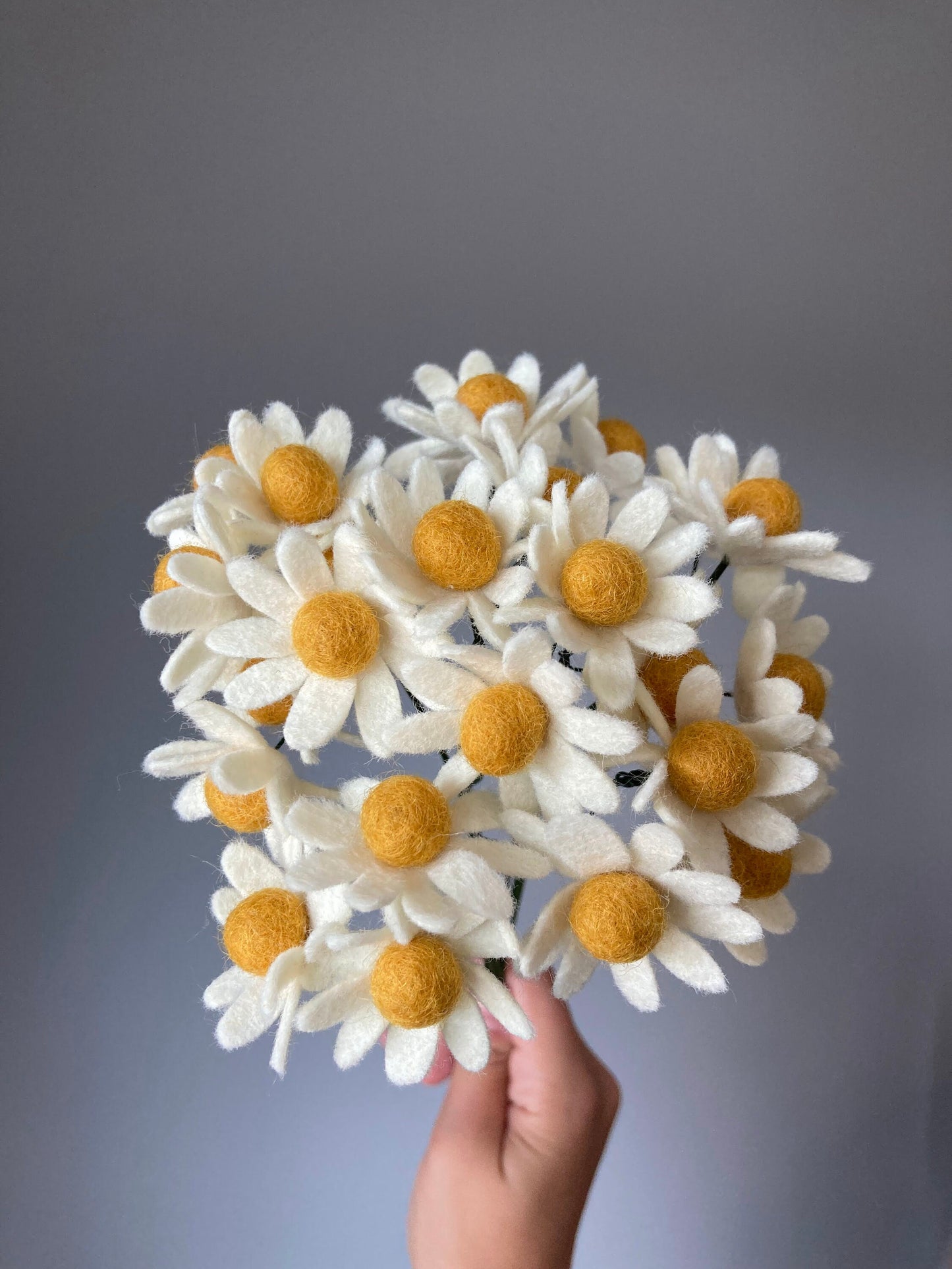 Felt Mini Daisy Flower Stem: Felt Bouquet Filler