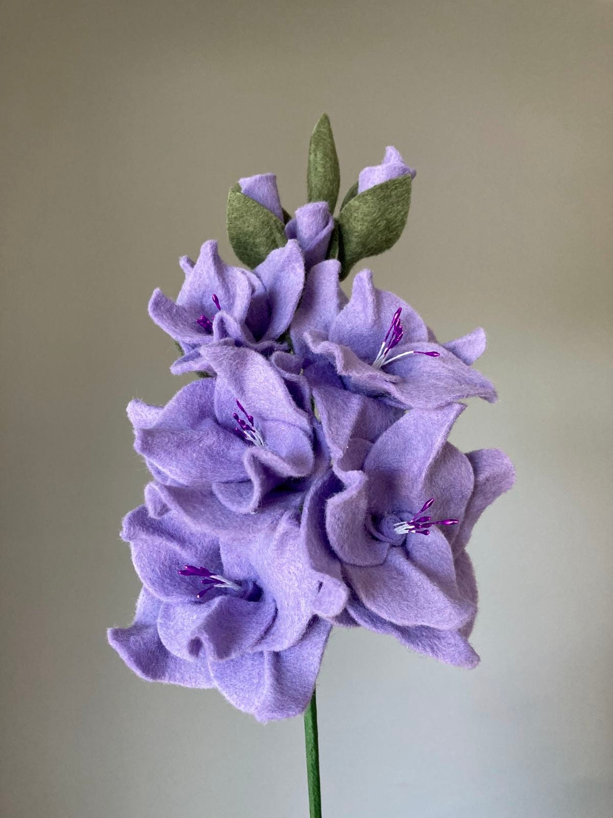 Felt Gladiolus Flower Stem: Custom Color Bouquet