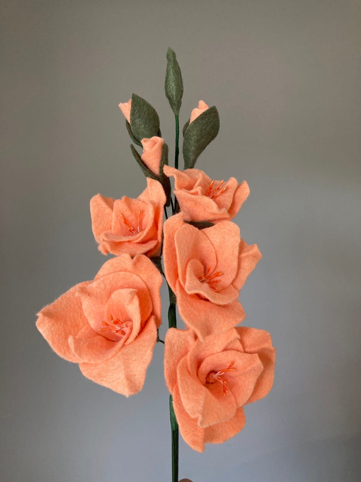 Felt Gladiolus Flower Stem: Custom Color Bouquet