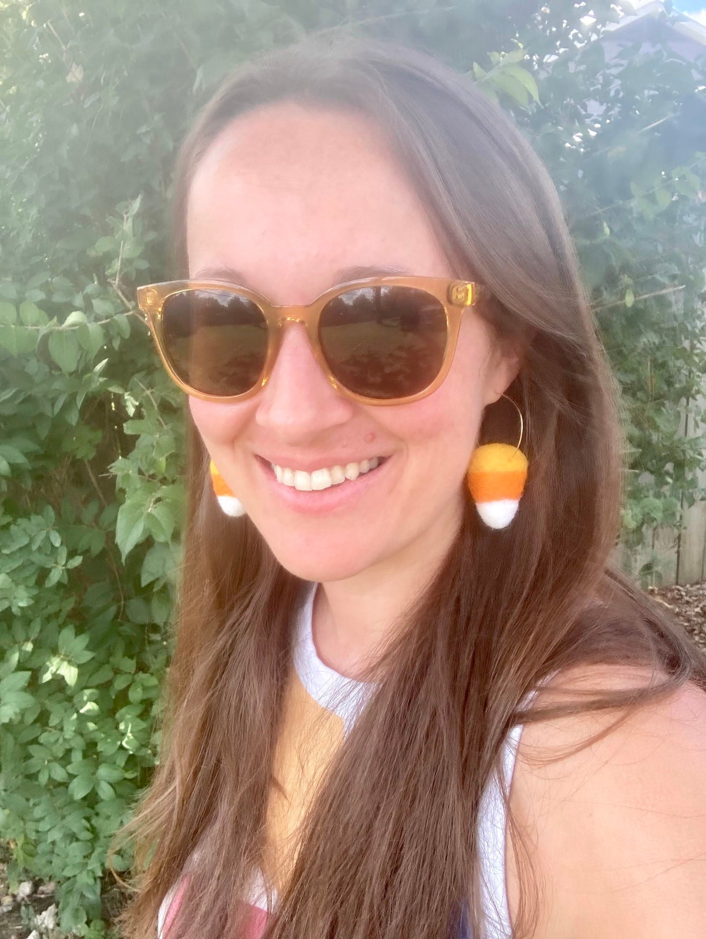 Felt Candy Corn Hoop Earrings: Handmade Halloween Jewelry