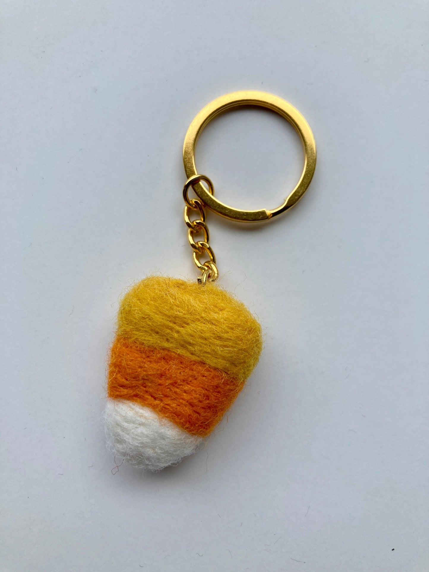 Felt Candy Corn Keychain: Halloween Accessory, Wool Felt