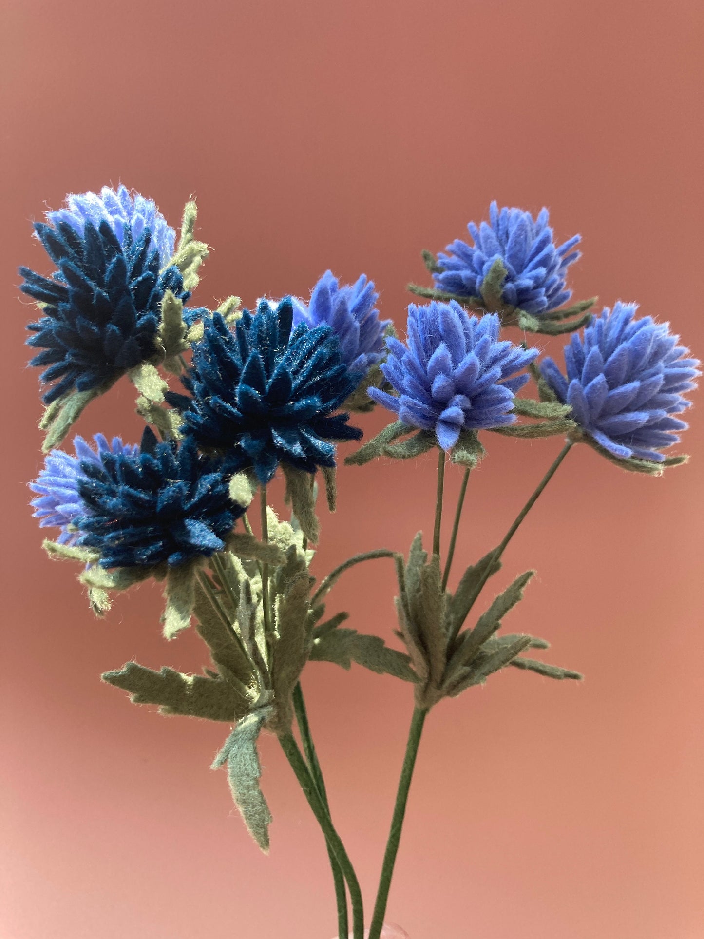 Felt Thistle Flower Stem: Custom Color, Home Decor