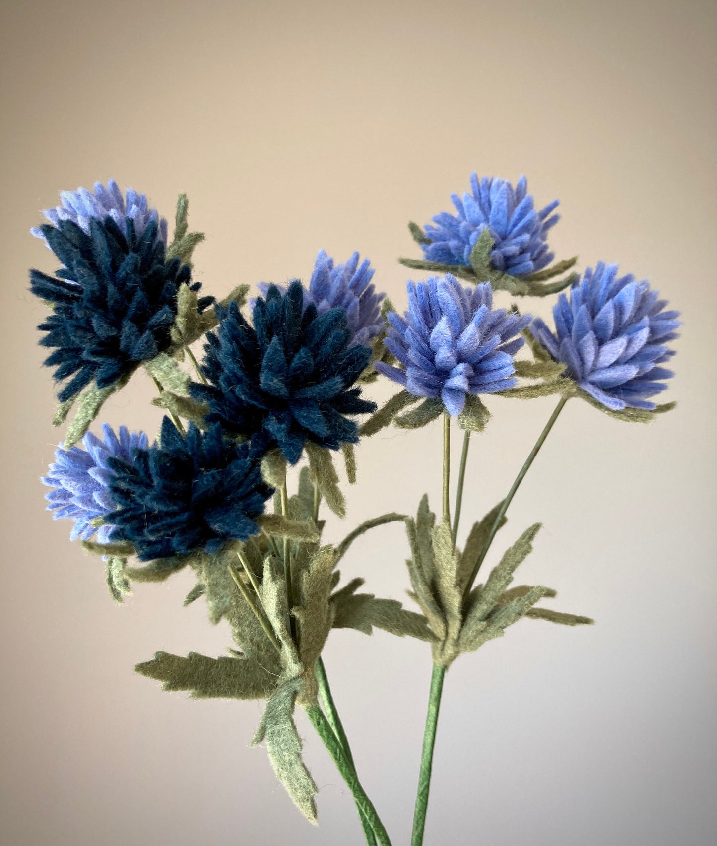 Felt Thistle Flower Stem: Custom Color, Home Decor