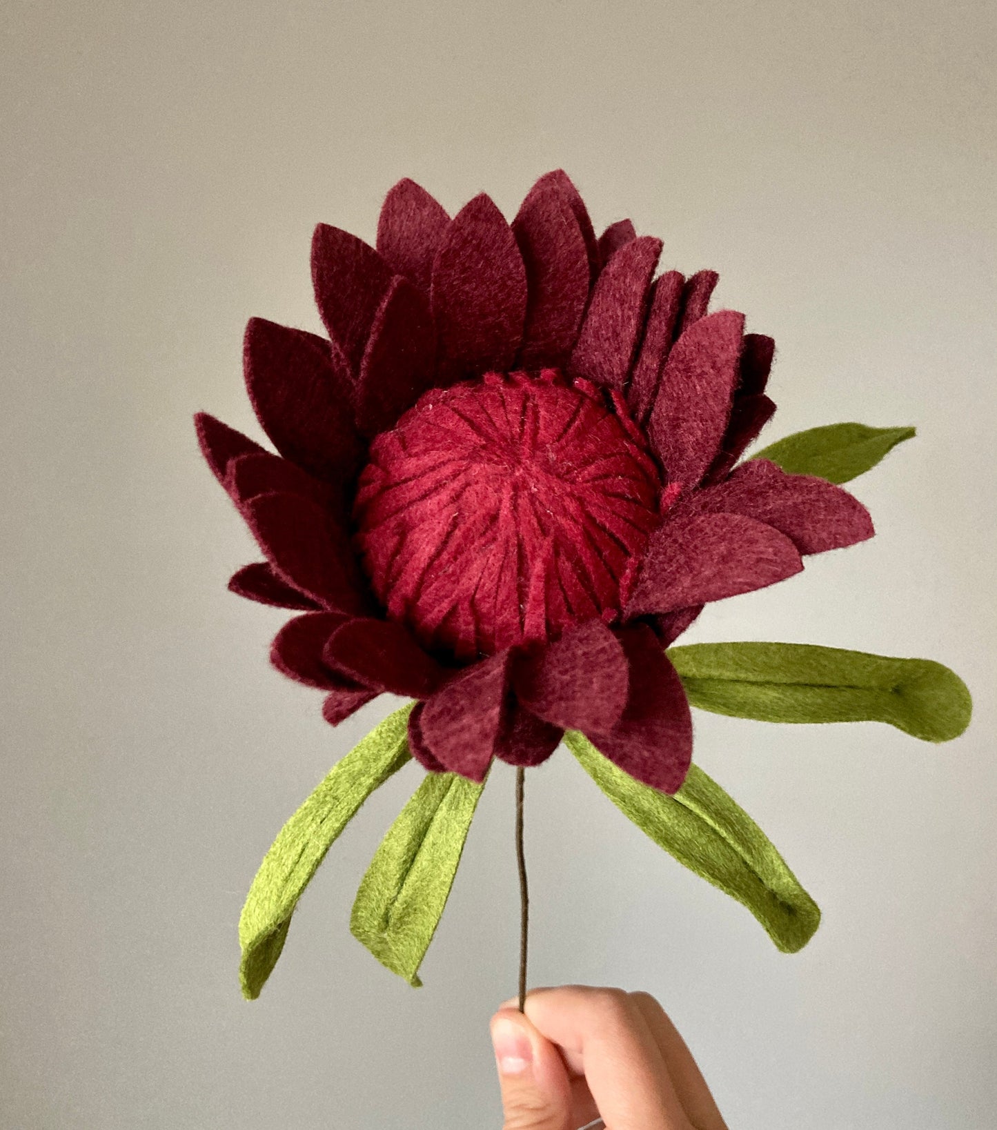 Large Felt Protea Flower: DIY Bouquet Stem