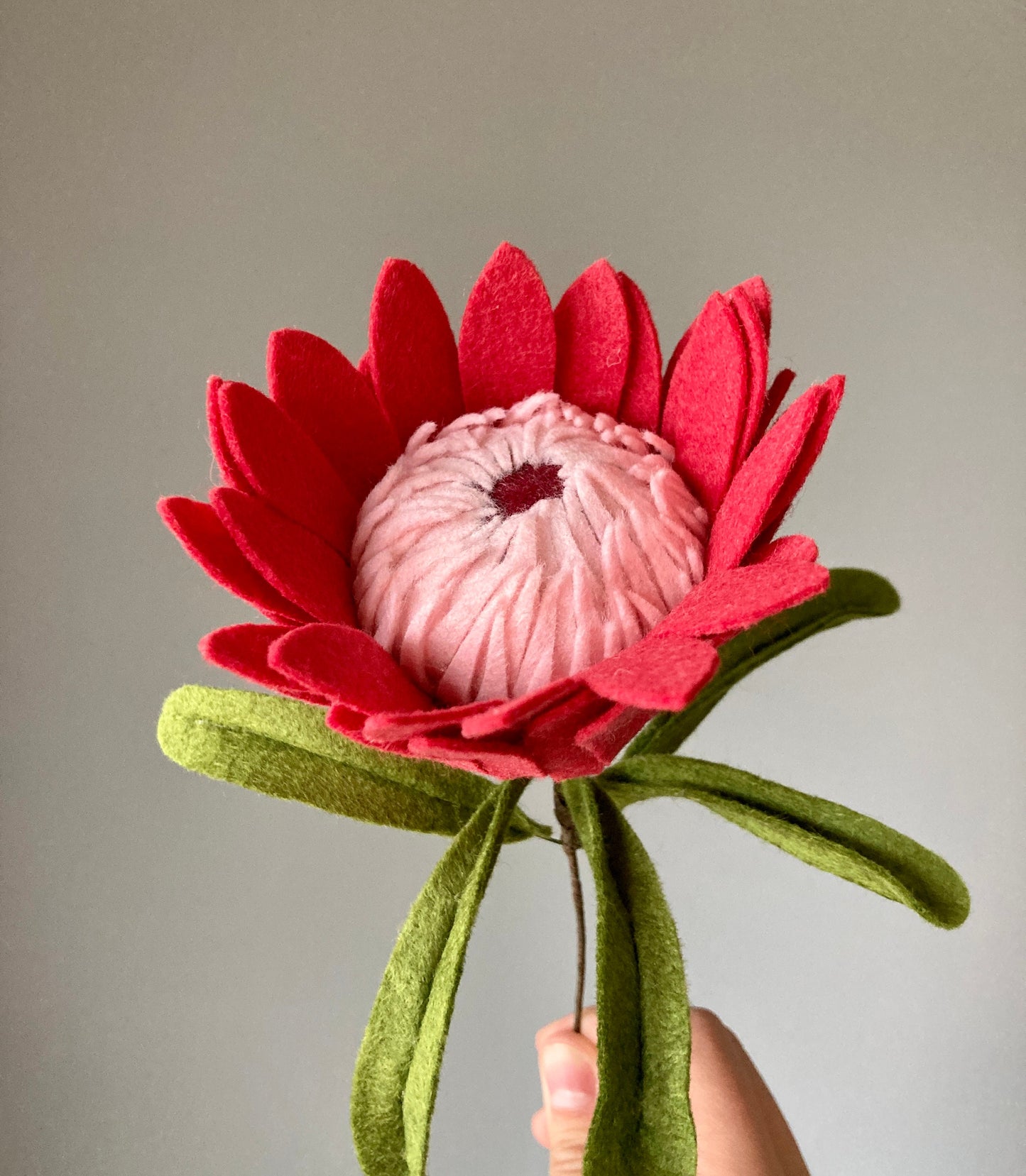 Large Felt Protea Flower: DIY Bouquet Stem