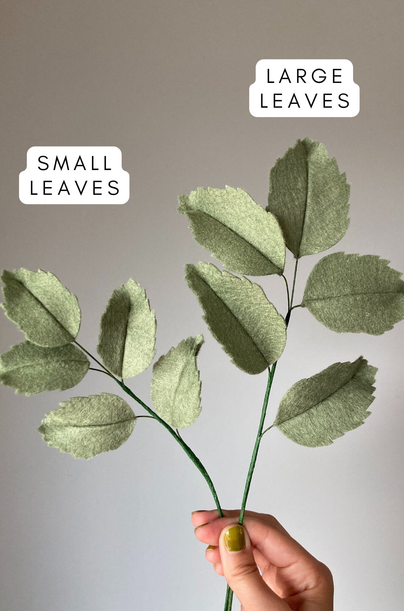 Felt Leafy Stem: Handmade Wool Blend Bouquet Filler