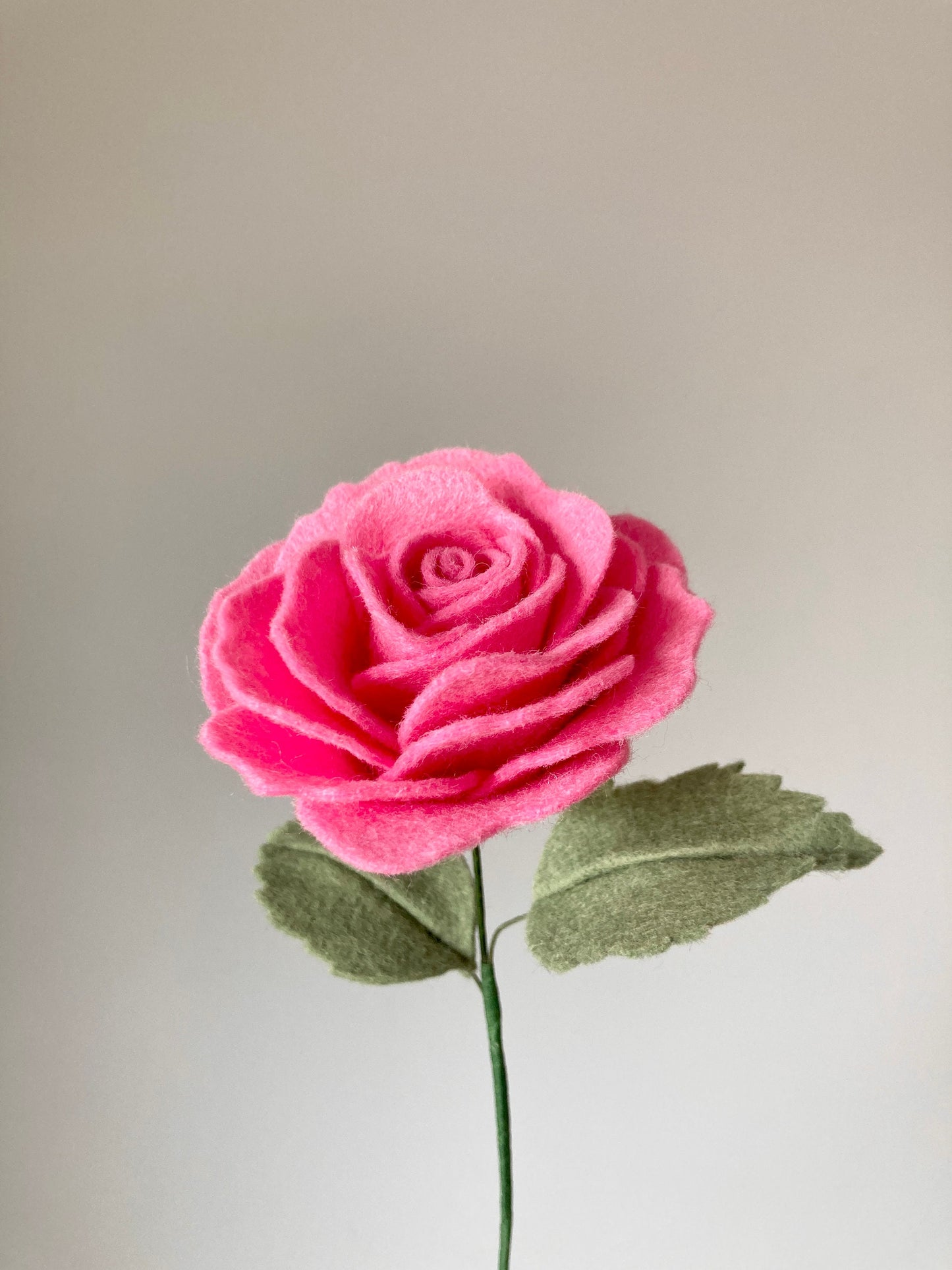 Handmade Felt Rose Stem: Custom Color, Build Your Own Bouquet