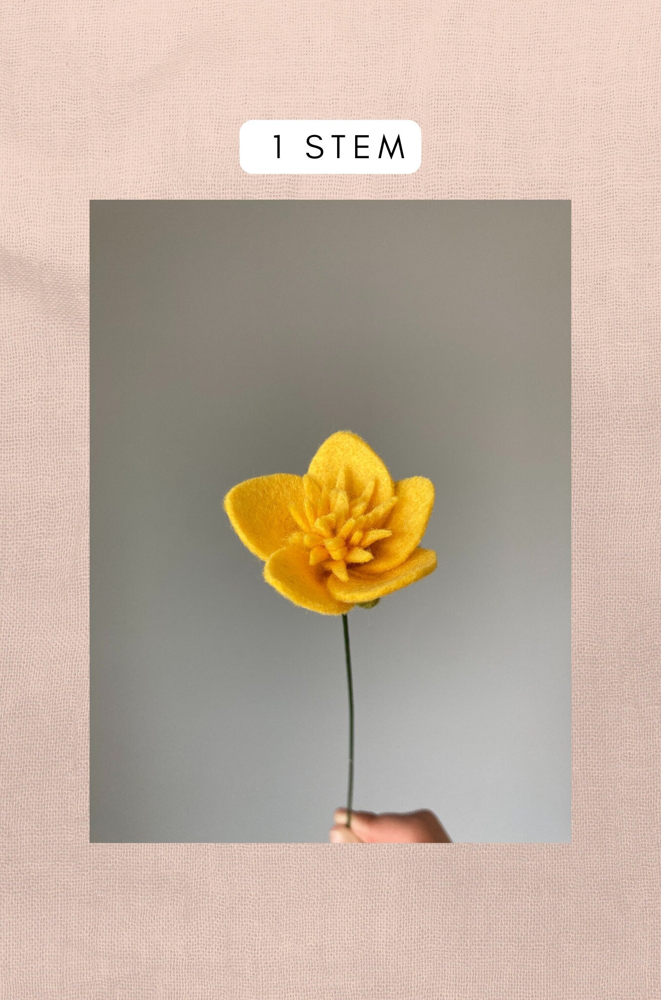 Felt Buttercup Stem: Handmade Wool Blend Wildflower