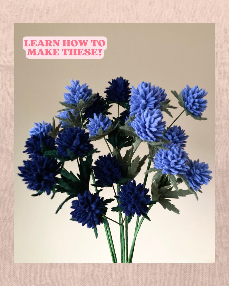 Felt Thistle SVG and PDF Pattern and Tutorial, Felt Flower Tutorial, Digital Download