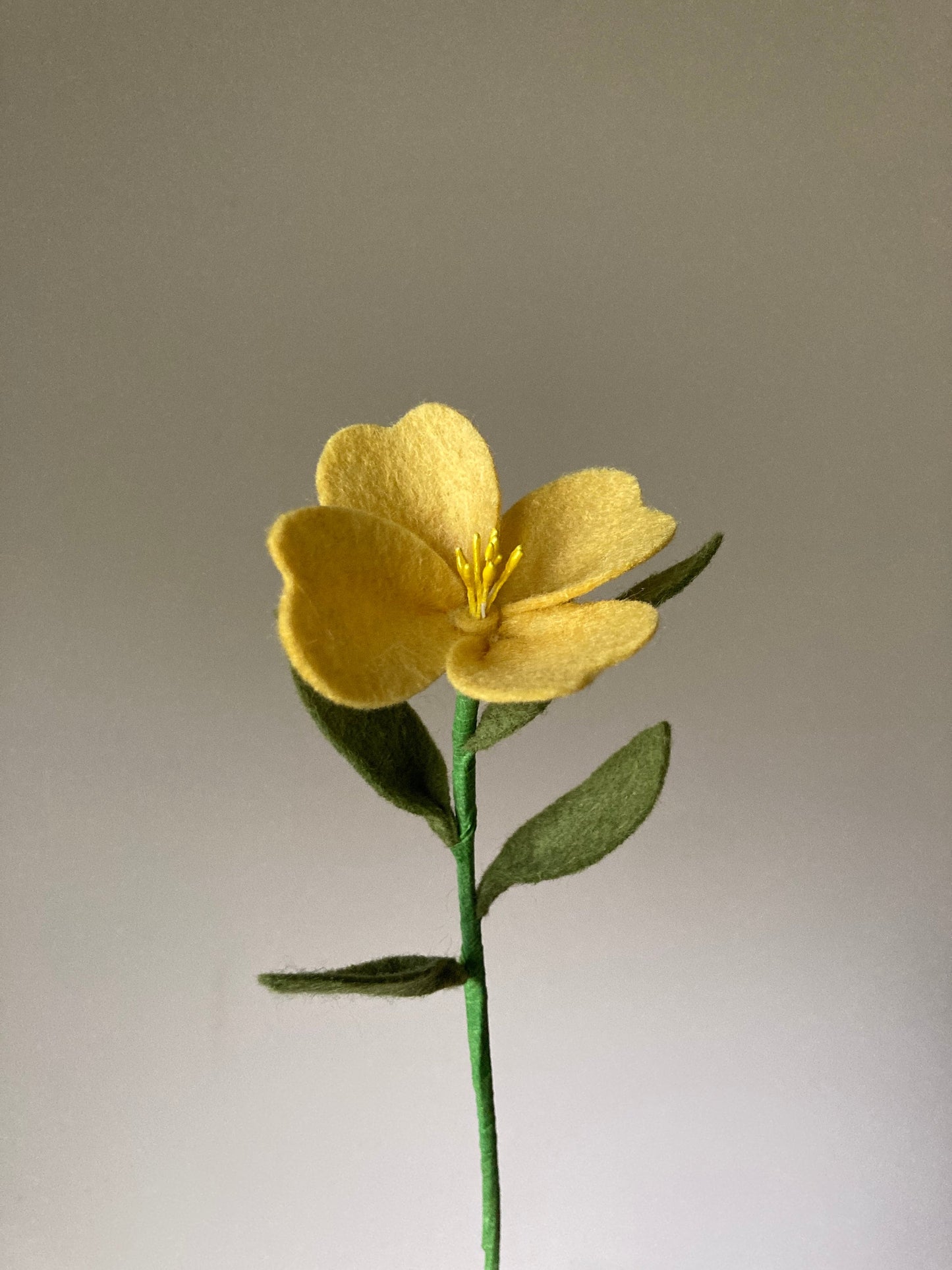 Evening Primrose Felt Flower Stem: Handmade Bouquet Filler