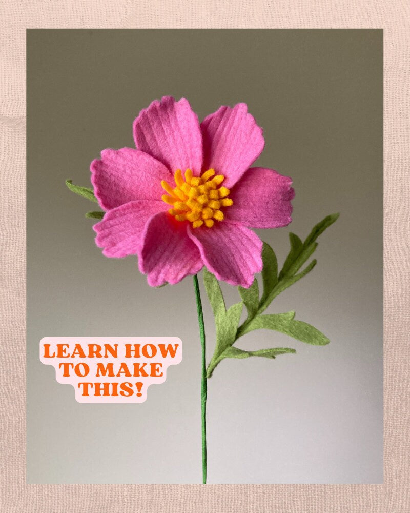 Felt Cosmos SVG and PDF Pattern and Tutorial, Felt Flower Tutorial, Digital Download