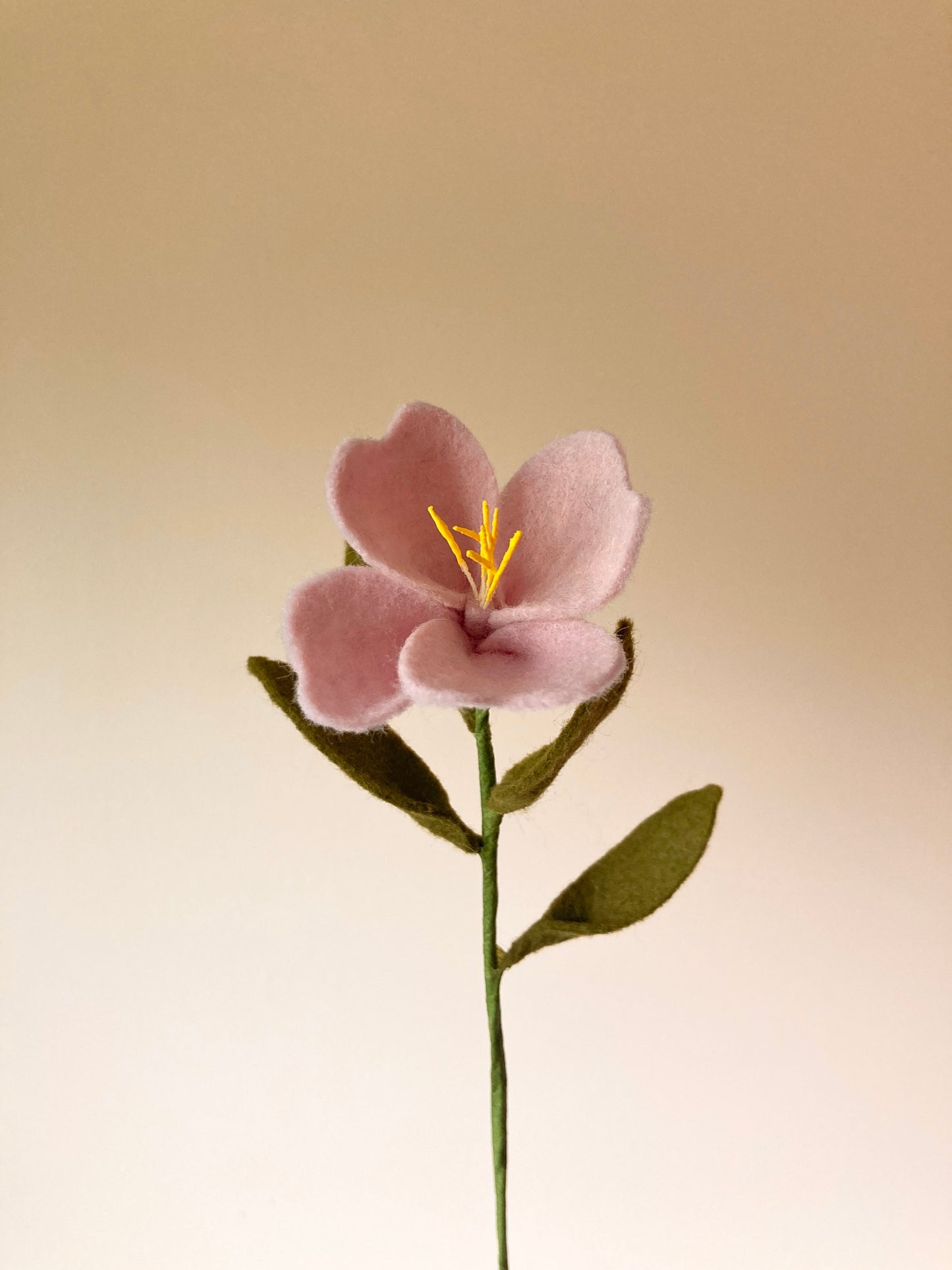 Evening Primrose Felt Flower Stem: Handmade Bouquet Filler