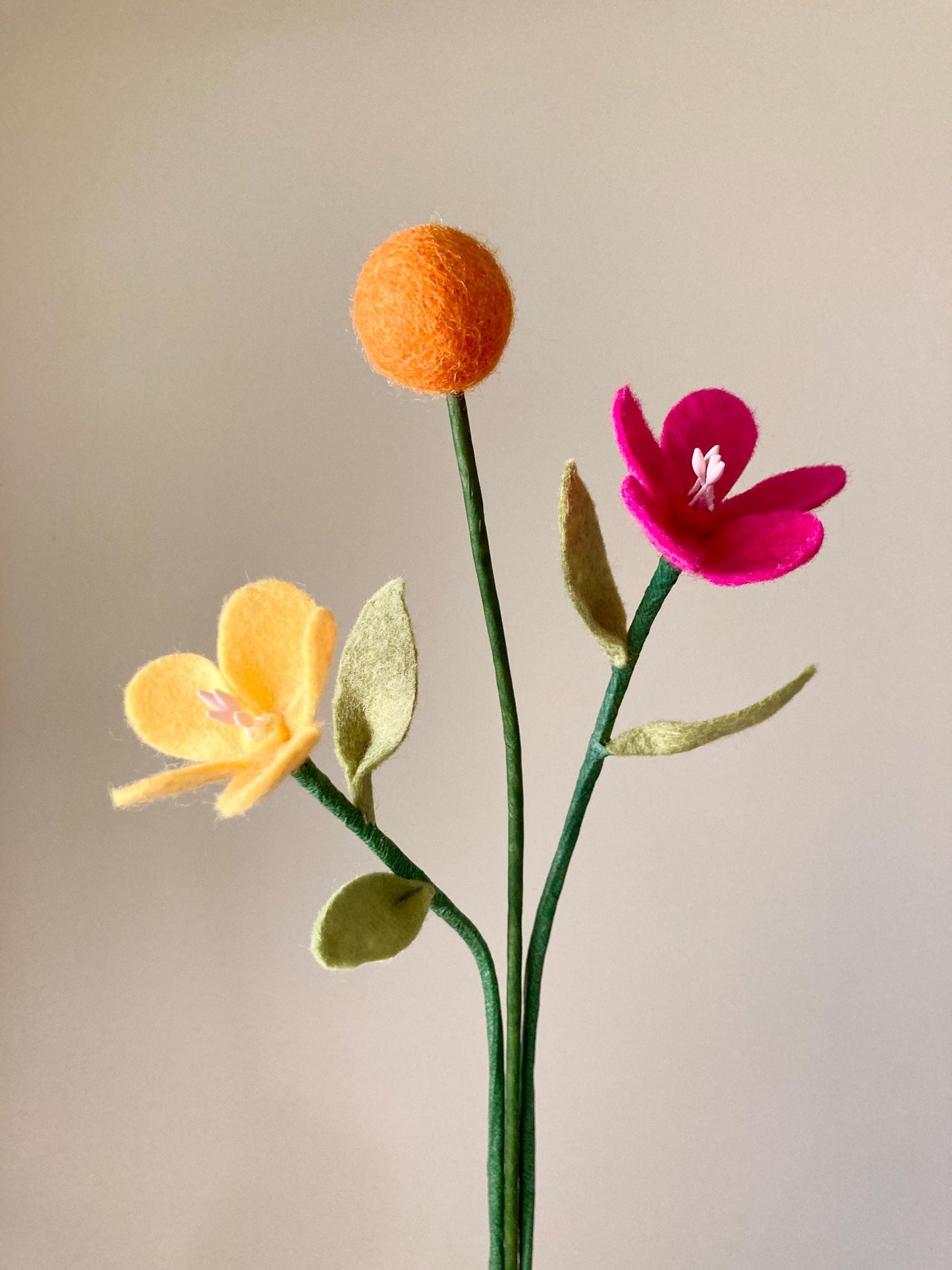 Felt Wildflower Stem: Handmade Bouquet Filler