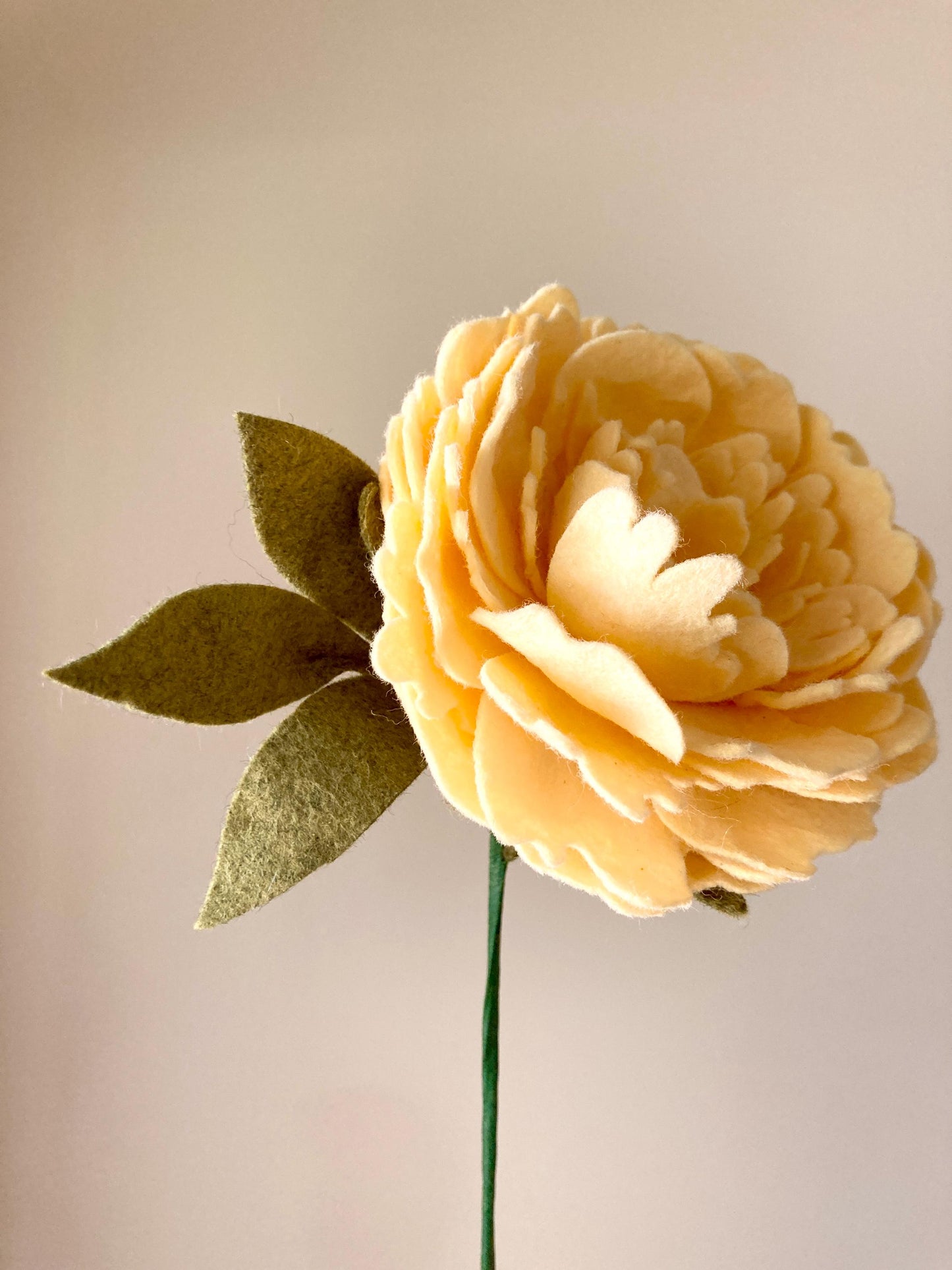 Handcrafted Felt Peony: Wool Blend Flower, Floral Decor