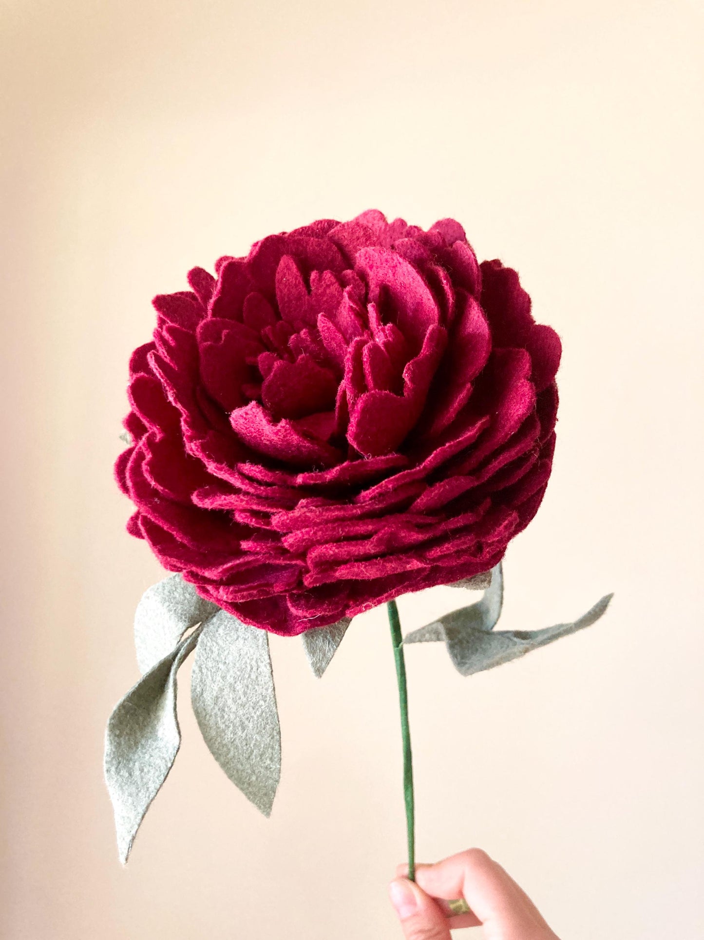 Handcrafted Felt Peony: Wool Blend Flower, Floral Decor