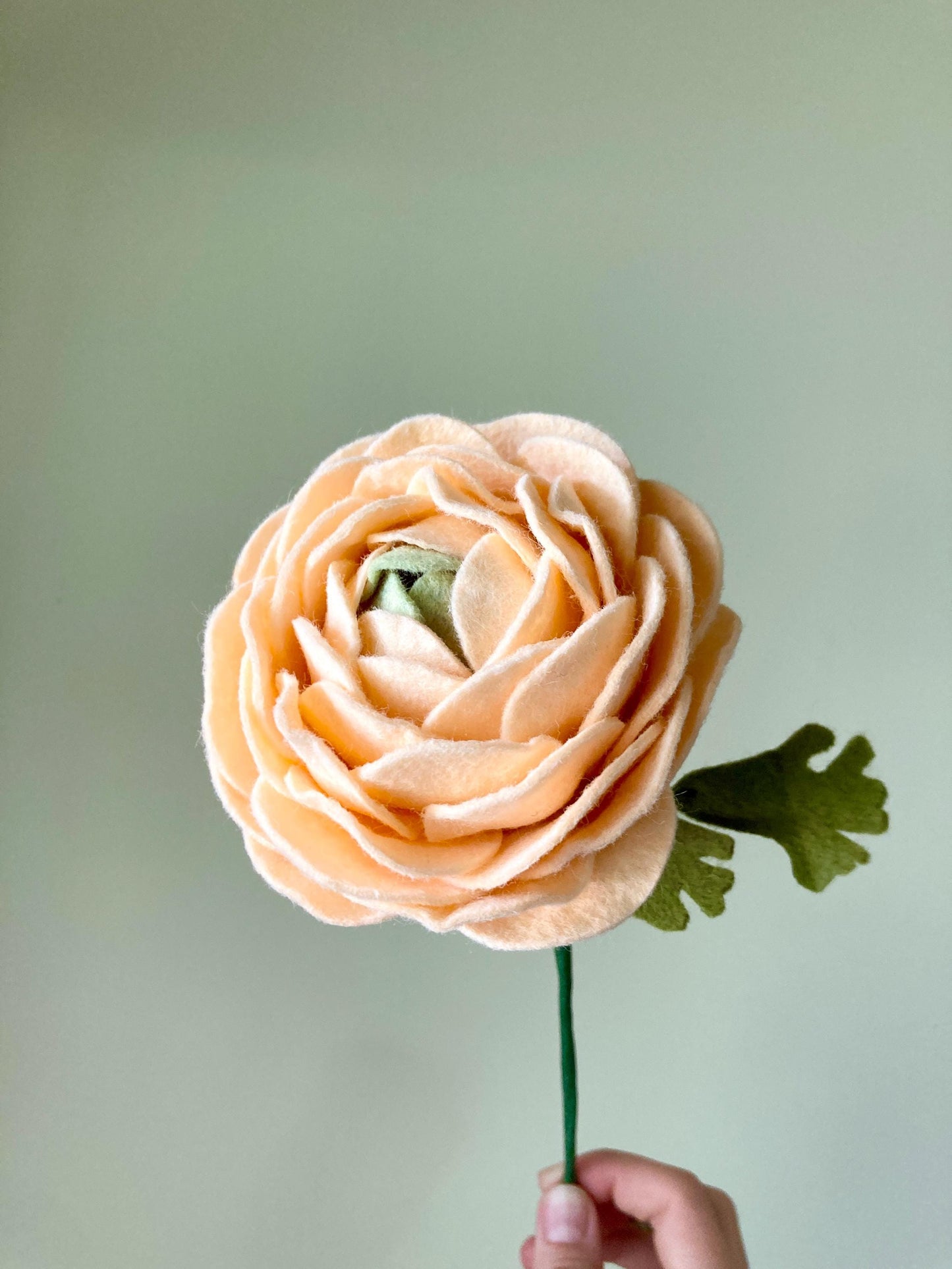 Handcrafted Wool Blend Felt Ranunculus: Bendable Stem Floral Decor