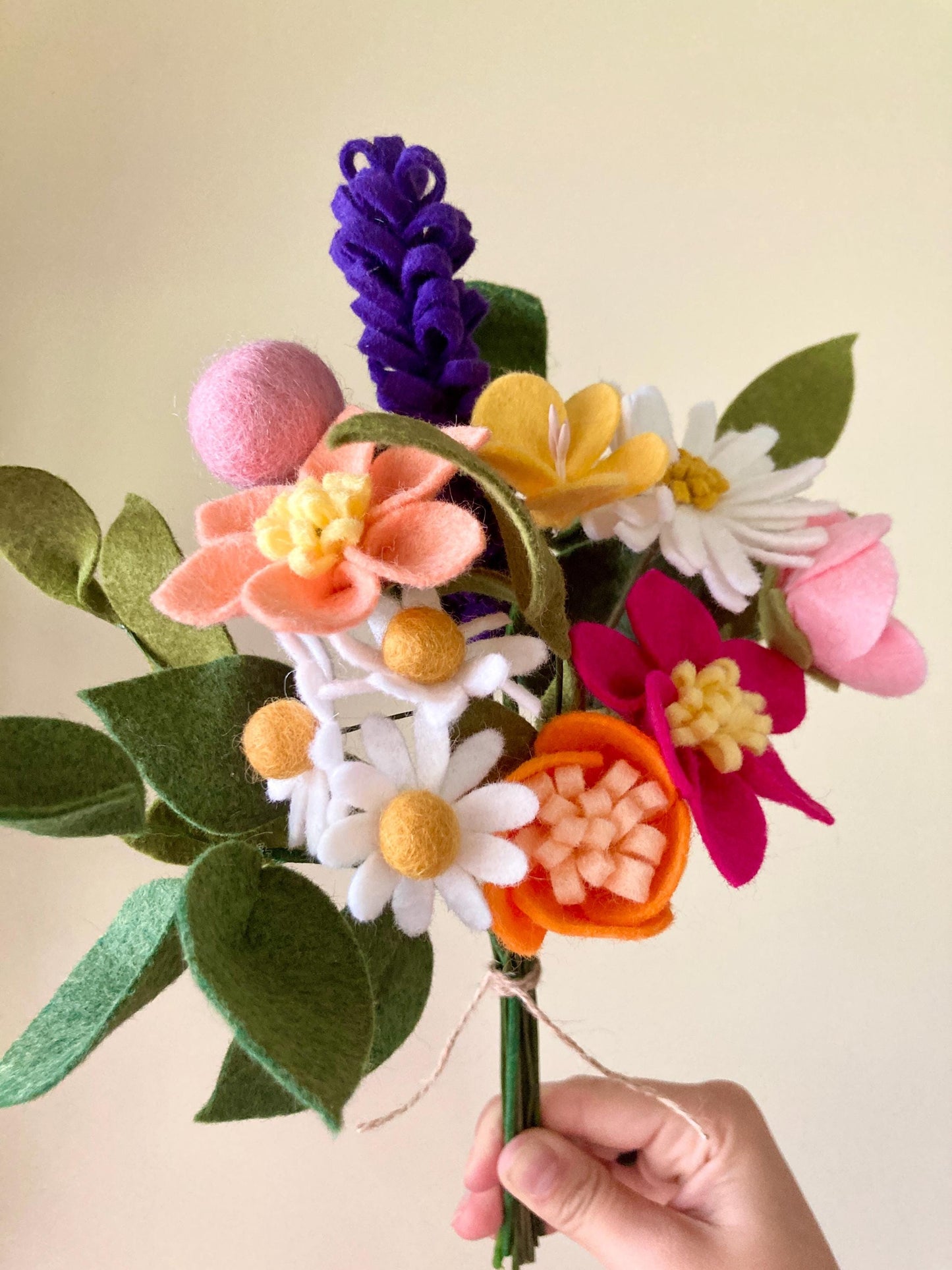 Felt Wildflower Bouquet: Handmade Wool Blend Artificial Flowers