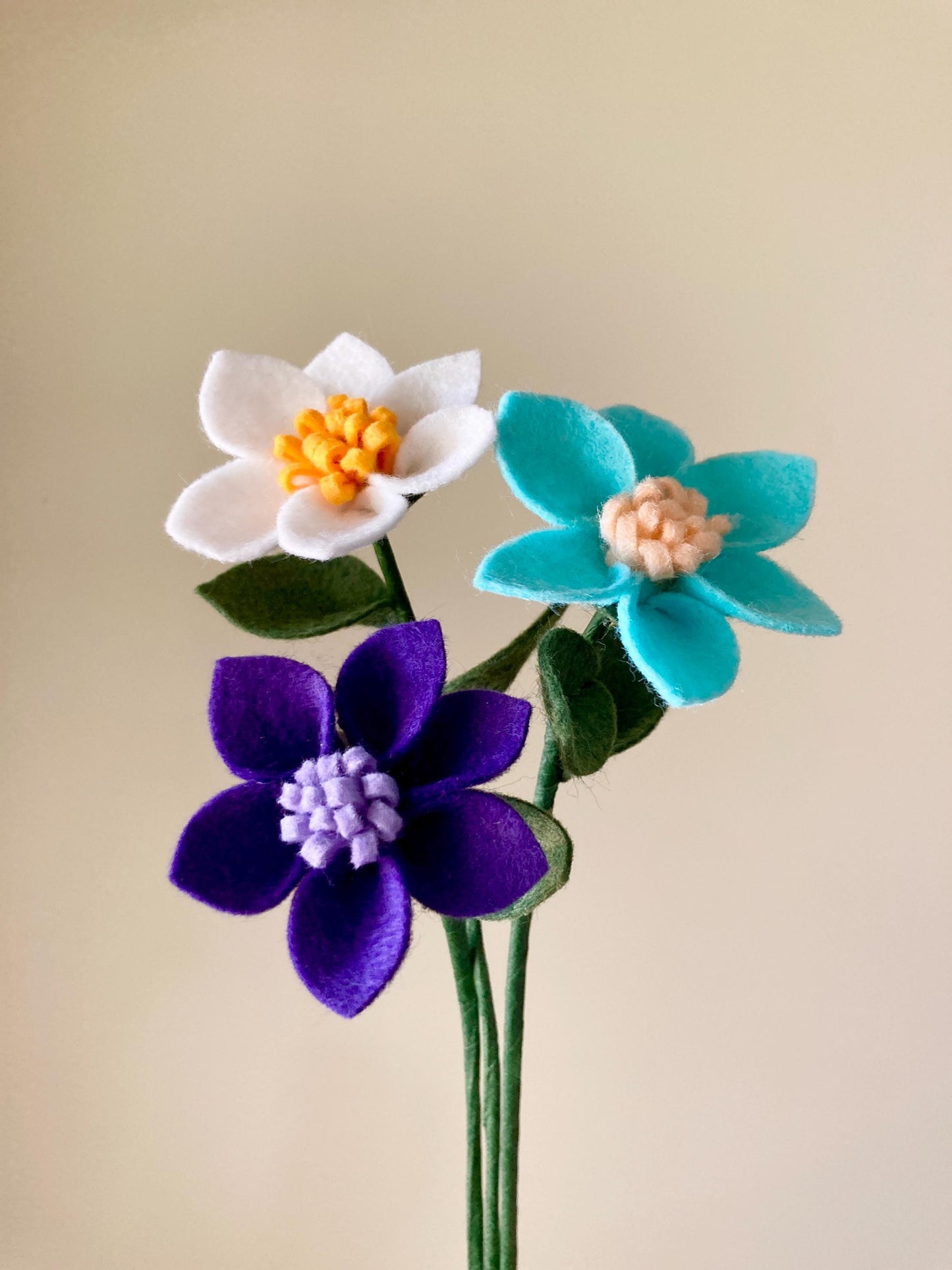Felt Wildflower Stem: Custom Color, Build Your Own Bouquet