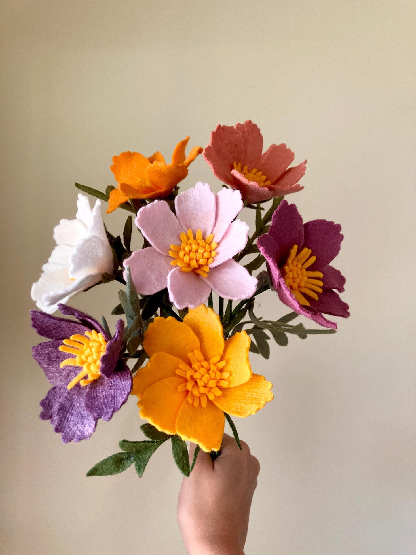 Felt Cosmos Flower Stem: Custom Color, Build Your Own Bouquet