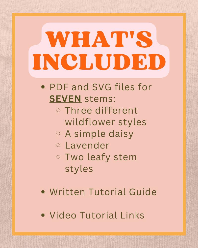 Felt Wildflower Bouquet Tutorial, Digital Download, SVG and PDFs Included