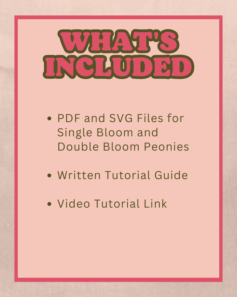 Felt Peony Pattern, SVG and PDF Template