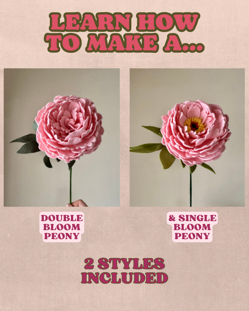 Felt Peony Pattern, SVG and PDF Template