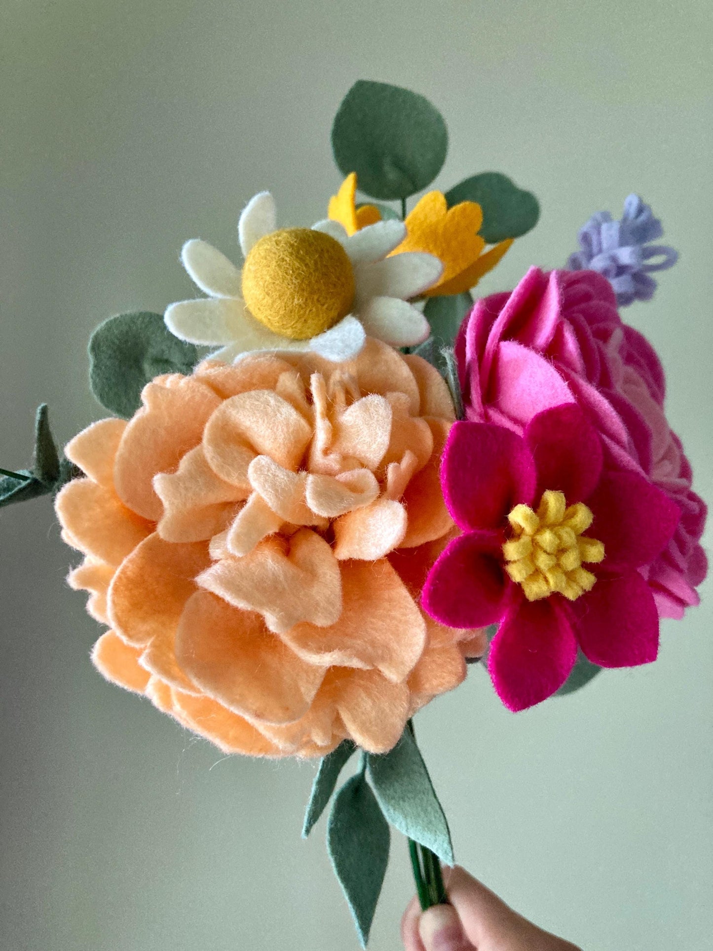 Felt Ranunculus and Peony Mixed Bouquet