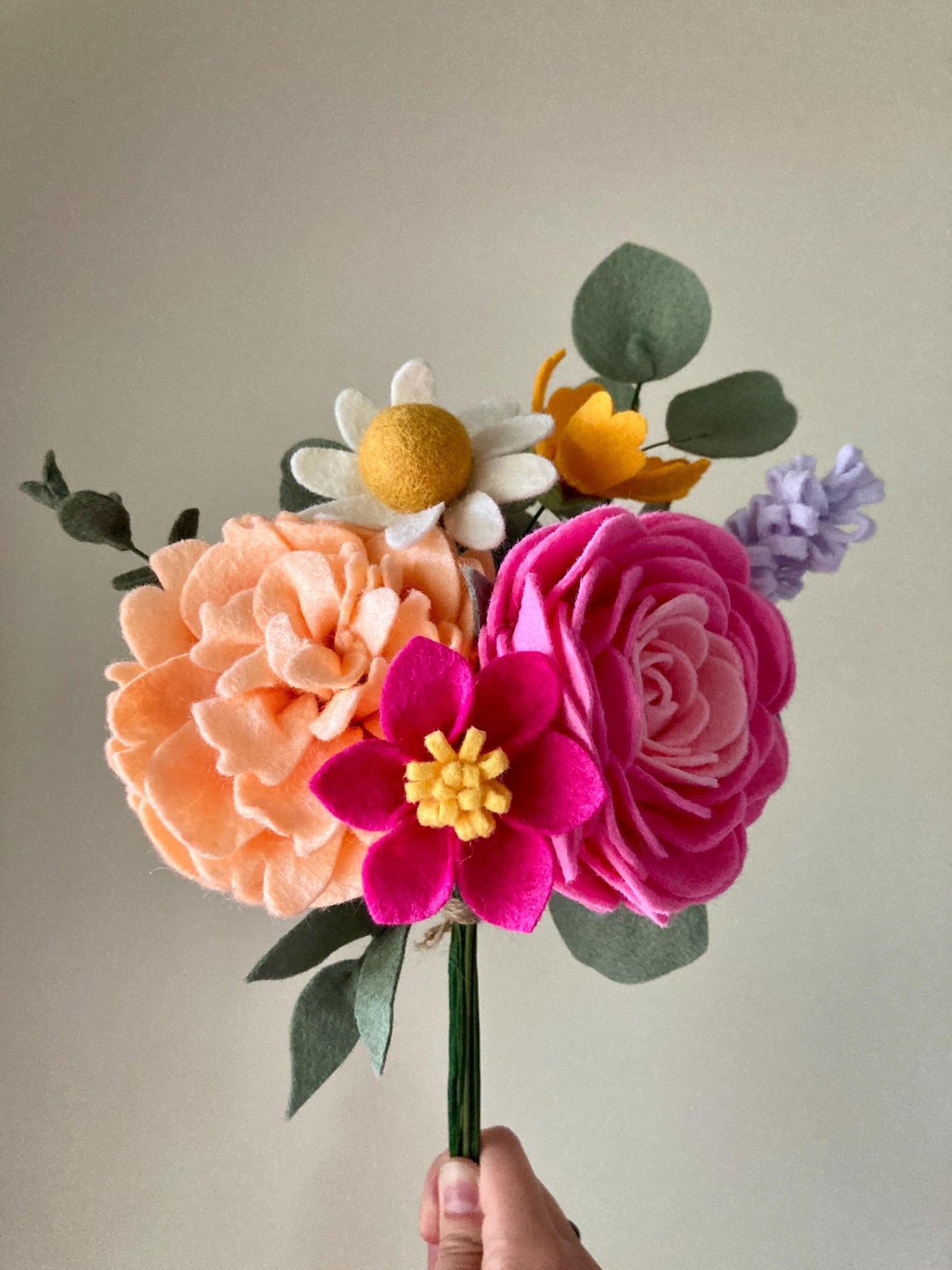 Felt Ranunculus and Peony Mixed Bouquet