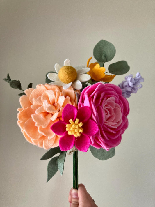 Felt Ranunculus and Peony Mixed Bouquet