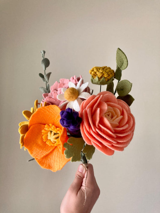 Felt Ranunculus and Peony Mixed Bouquet
