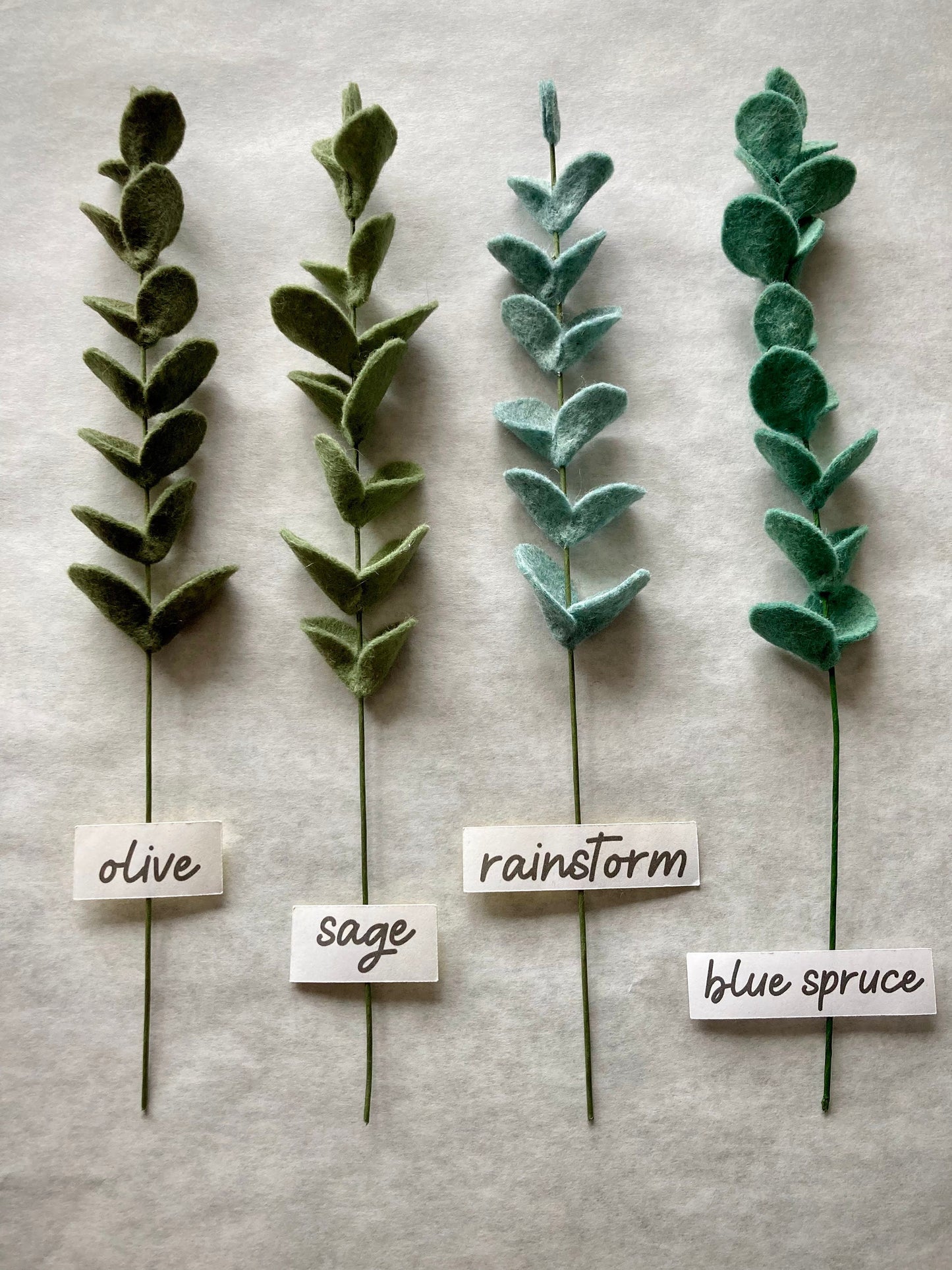 Felt Eucalyptus Stem: Wool Blend Bouquet Filler, Artificial Greenery