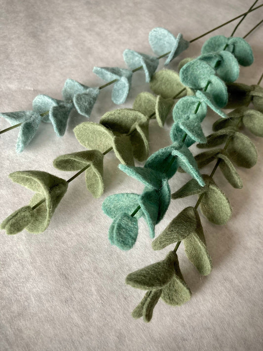 Felt Eucalyptus Stem: Wool Blend Bouquet Filler, Artificial Greenery