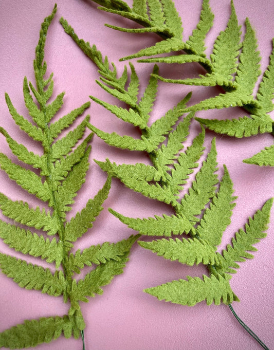 Felt Fern Leaf Stem: Greenery, Bouquet Filler