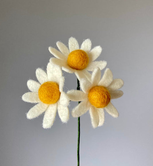 Felt Mini Daisy Flower Stem: Felt Bouquet Filler
