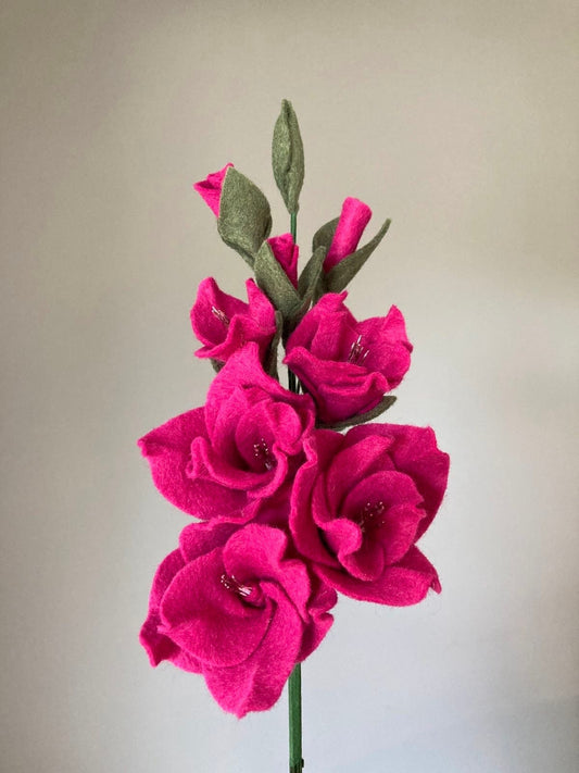Felt Gladiolus Flower Stem: Custom Color Bouquet