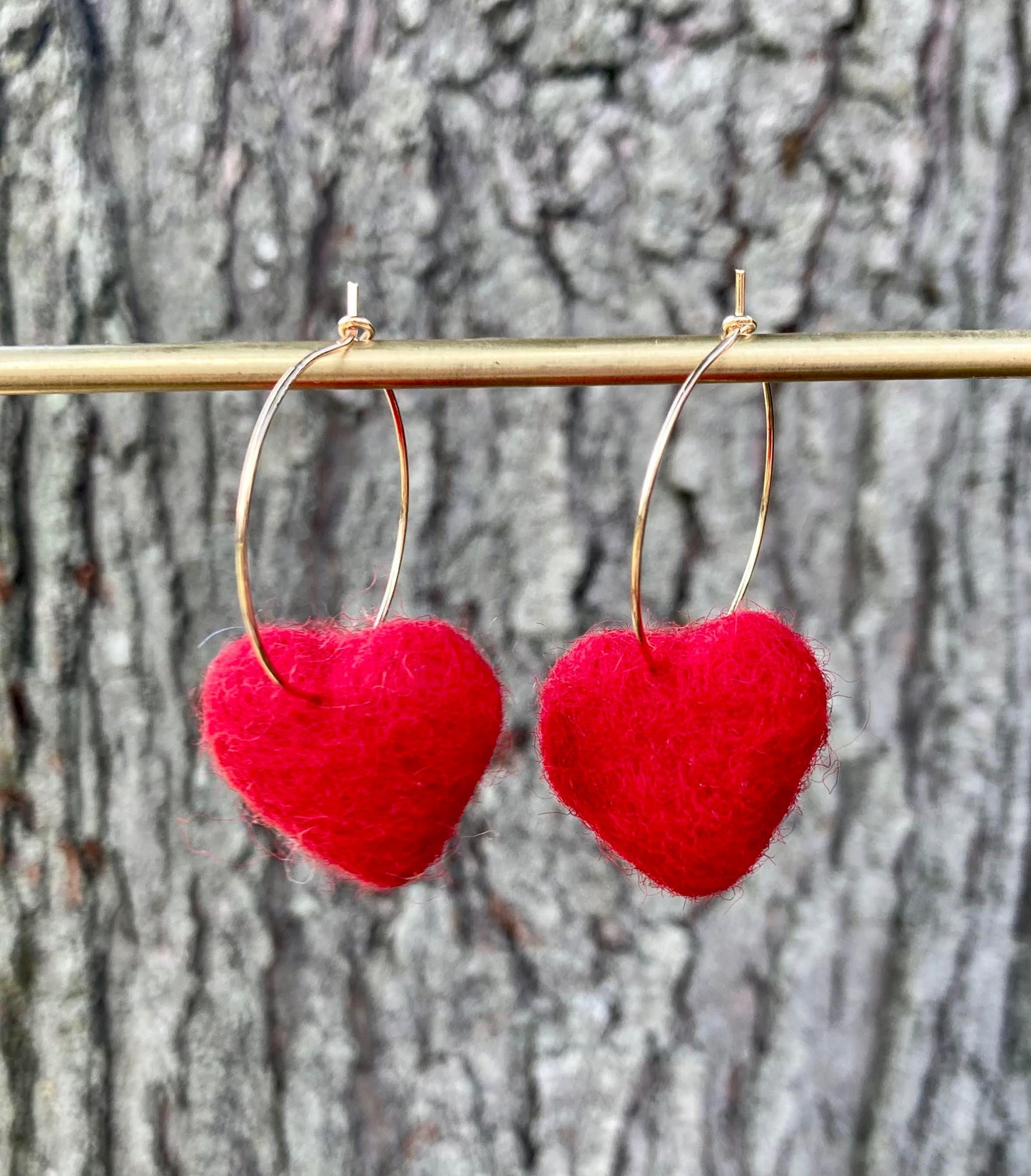 Valentine's Felt Heart Earrings, Multiple Color Choices