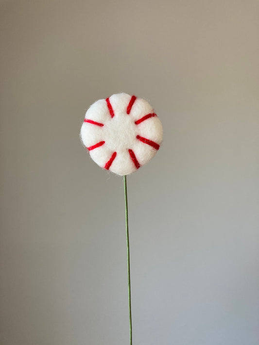 Felt Peppermint Pick: Holiday Bouquet Filler, Wool Felt Candy