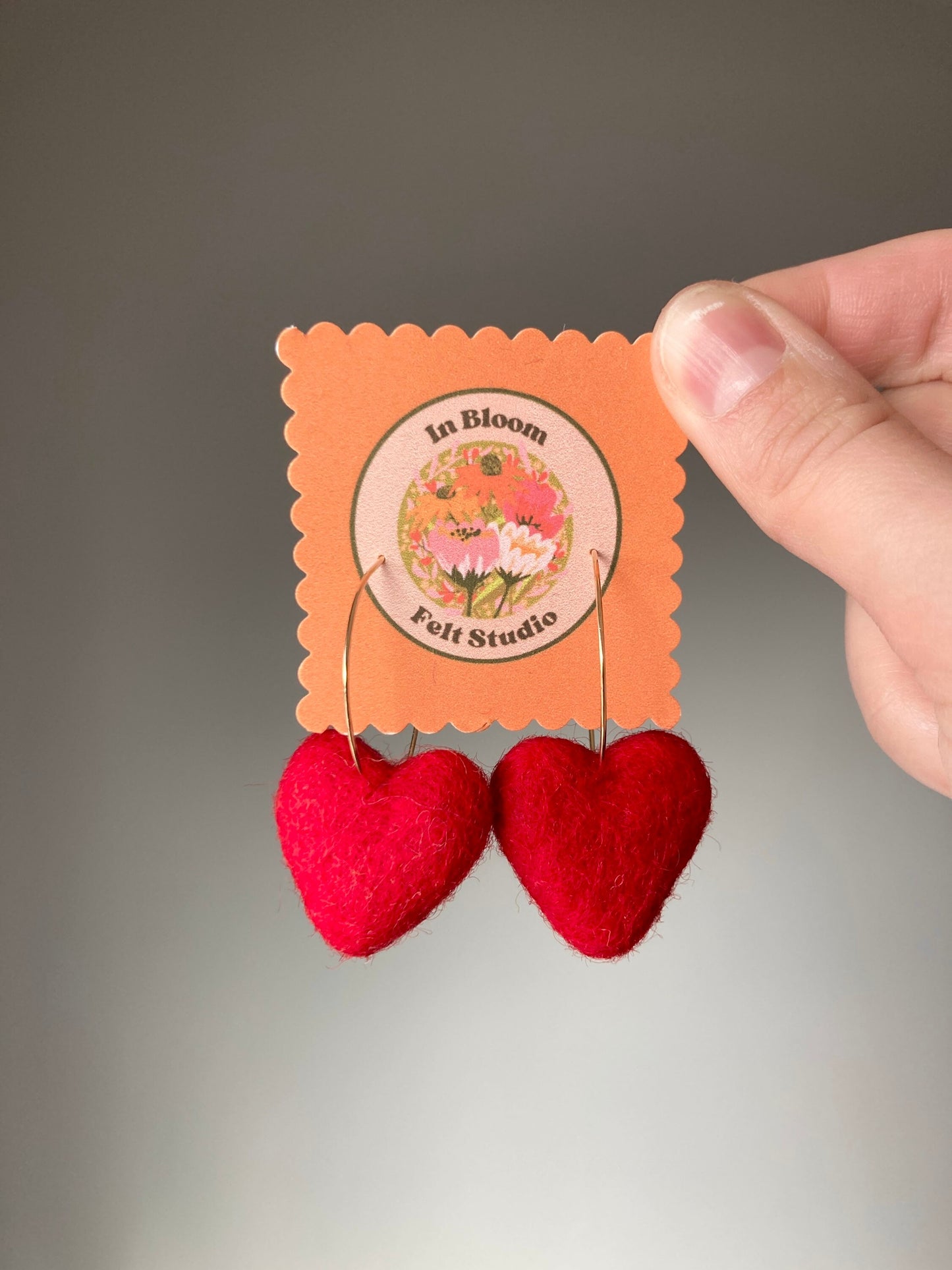 Valentine's Felt Heart Earrings, Multiple Color Choices