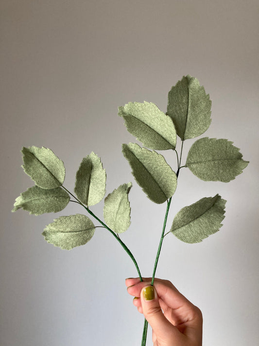 Felt Leafy Stem: Handmade Wool Blend Bouquet Filler