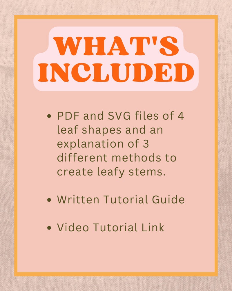 Felt Leafy Stems SVG and PDF Pattern and Tutorial, 4 Leaf Shapes, Digital Download