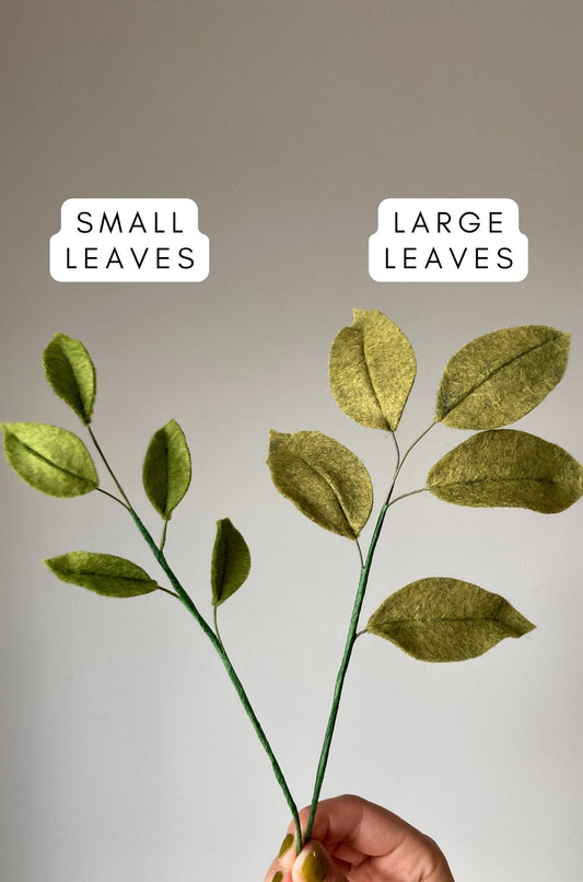 Felt Leafy Stem: Handmade Bouquet Filler, Greenery Decor
