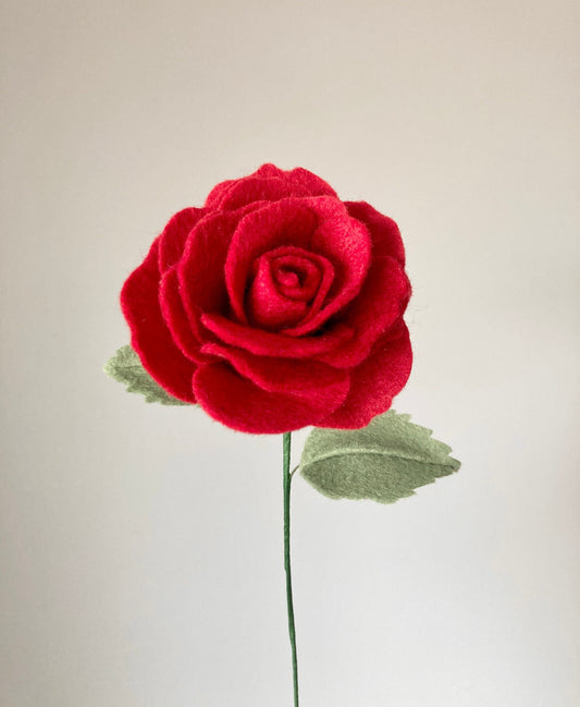 Handmade Felt Rose Stem: Custom Color, Build Your Own Bouquet