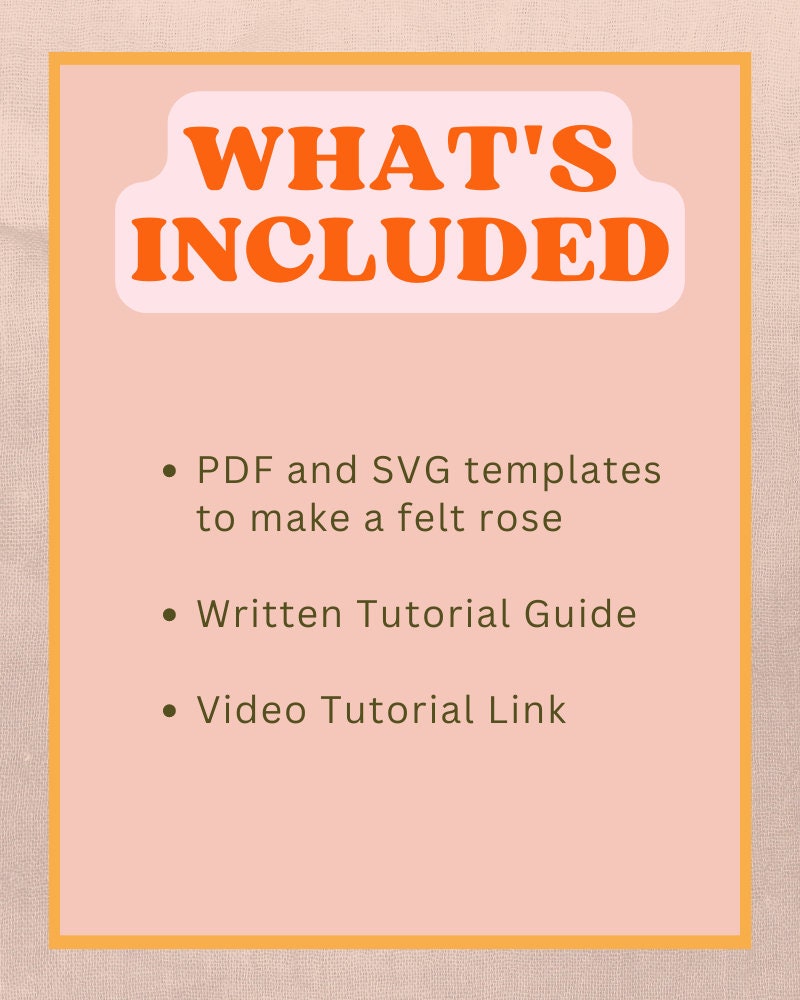 Felt Rose Pattern, Valentine's Day Tutorial, SVG and PDF Template