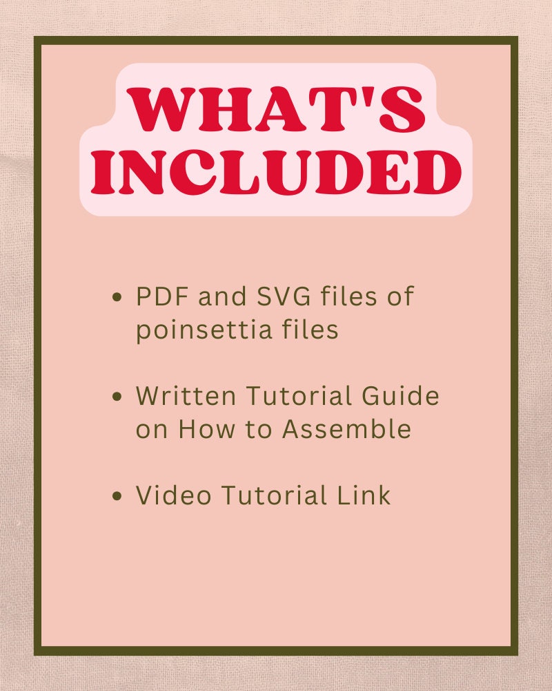 Felt Poinsettia SVG and PDF Pattern and Tutorial, Digital Download