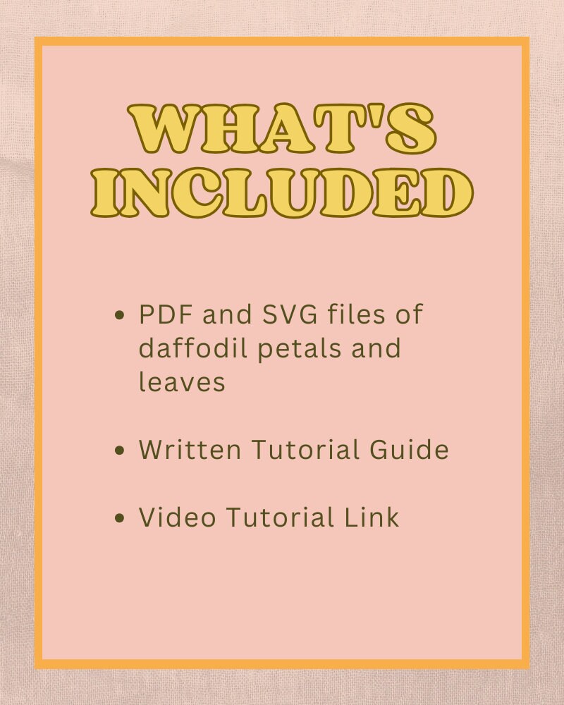 Felt Daffodil Tutorial: SVG & PDF Pattern (Digital Download)