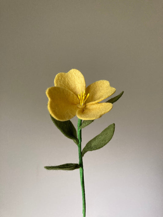 Evening Primrose Felt Flower Stem: Handmade Bouquet Filler