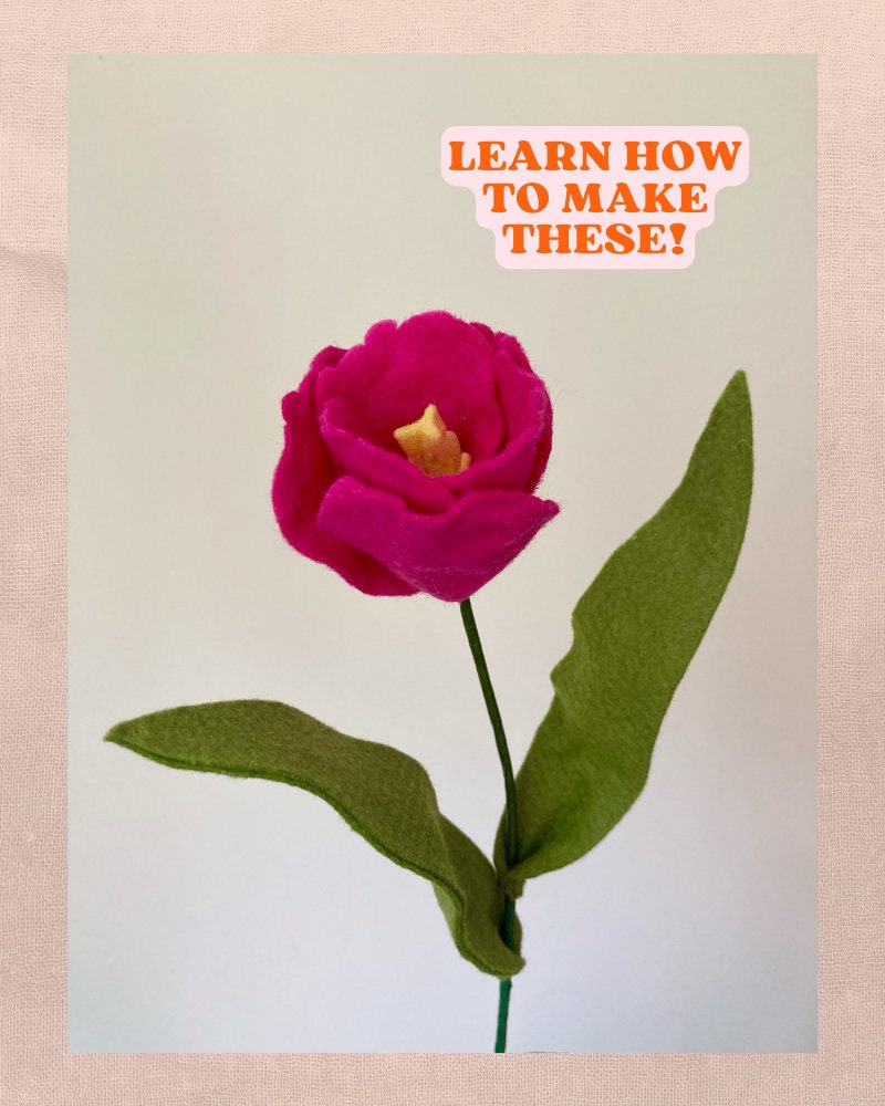 Felt Tulip SVG and PDF Pattern and Tutorial, Digital Download